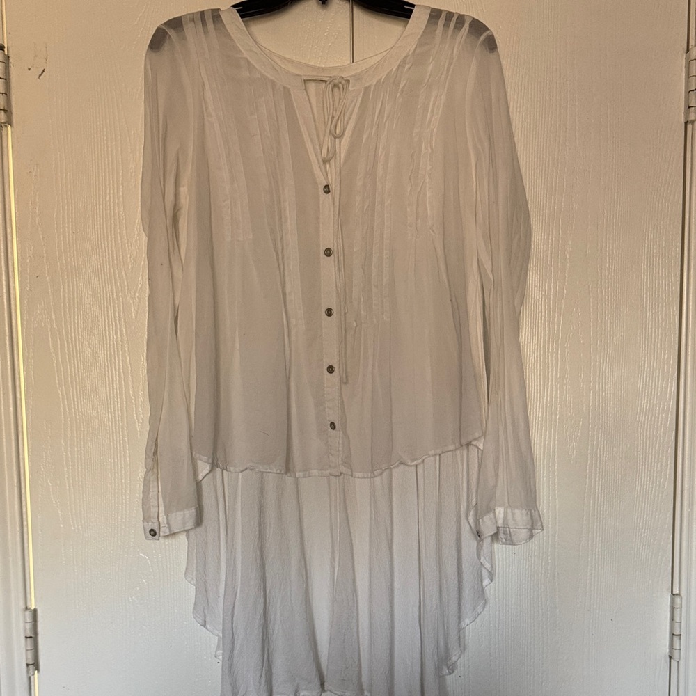 Free People Sheer White Blouse